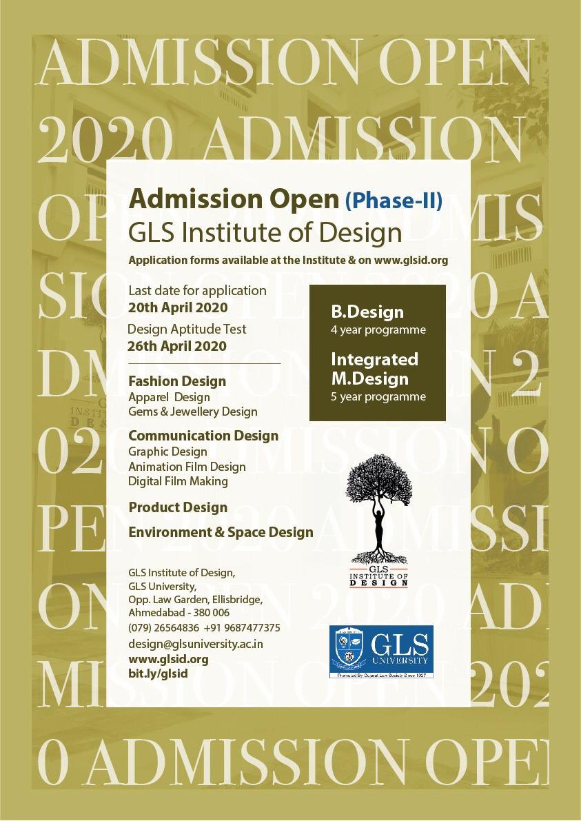 GlsUniversity's tweet photo. Dreaming about a career in Designing? Hurry up, join @glsinstituteofdesign today. Admissions Open for 2020. For more information: https://t.co/wnwG8RpHuB https://t.co/XsCVmE3ntw