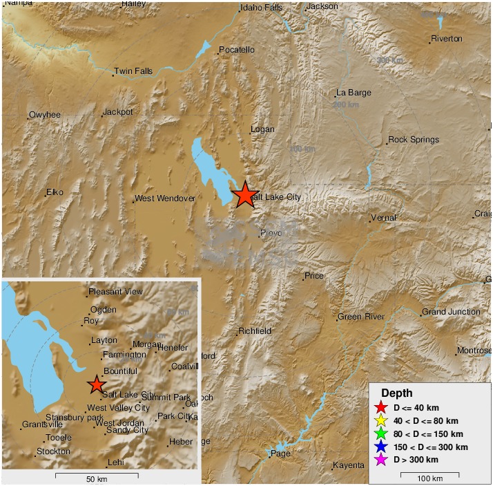 LastQuake's tweet photo. Felt #earthquake (#sismo) M5.6 strikes 5 km E of Salt Lake City (#Utah) 8 min ago. Please report to: https://t.co/ymSCBtSHjO https://t.co/BJmNjw2BOB