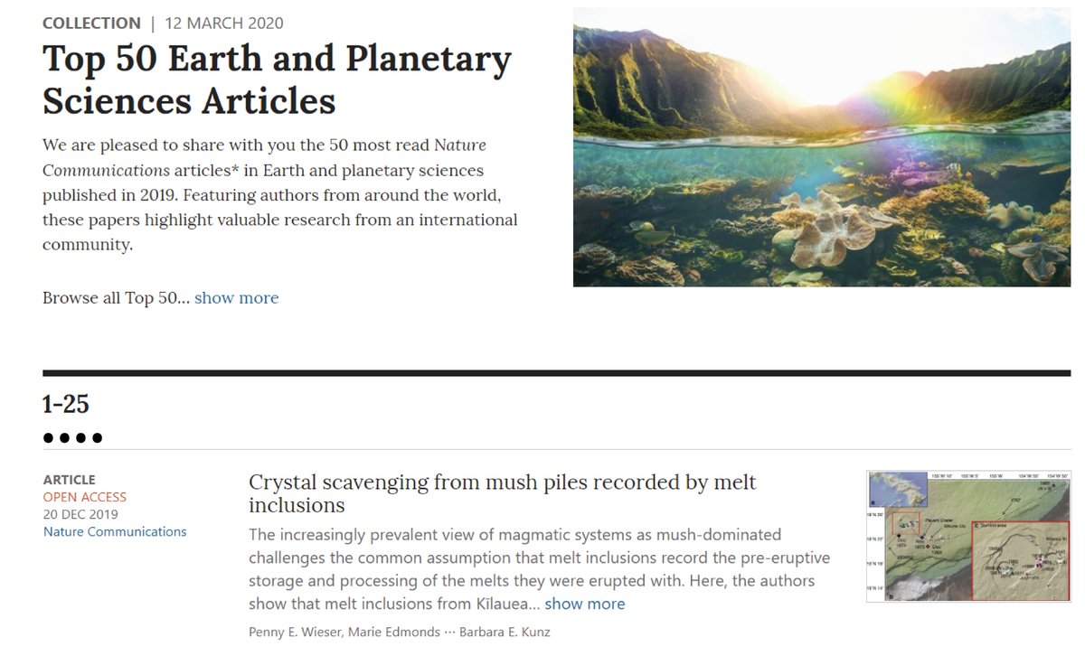 Dr. Penny Wieser (@penny_wieser) on Twitter photo Finally some good news at a time where it feels my micro-analytical-focused PhD is grinding to a halt - my paper in crystal scavenging in <a href="/NatureComms/">Nature Communications</a> is in the top 50 most read Earth and Planetary Science articles published in 2019!
#NCOMTop50 Finally some good news at a time where it feels my micro-analytical-focused PhD is grinding to a halt - my paper in crystal scavenging in <a href="/NatureComms/">Nature Communications</a> is in the top 50 most read Earth and Planetary Science articles published in 2019!
#NCOMTop50