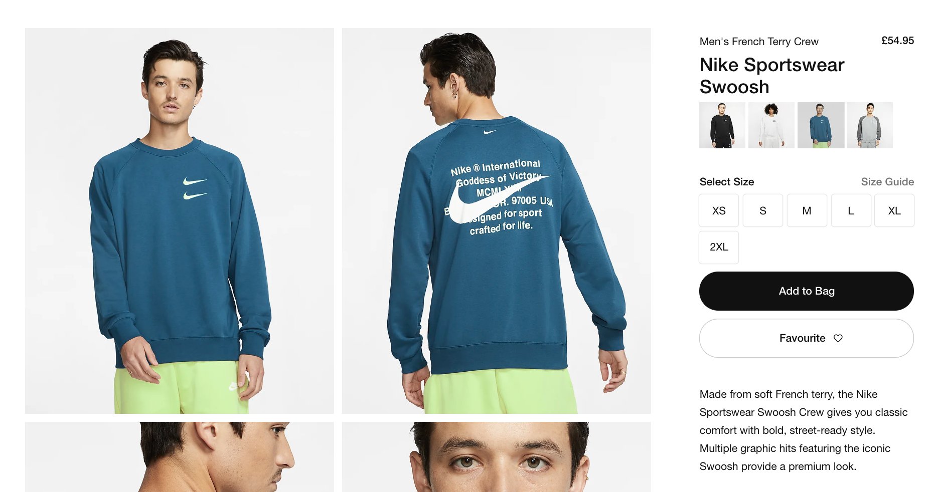 nike men's sportswear double swoosh french terry crewneck