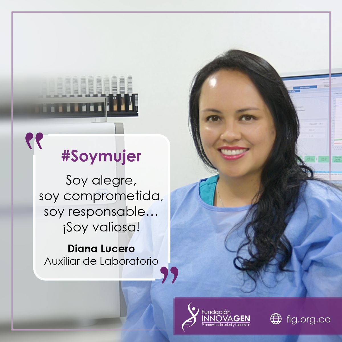 InnovaGen's tweet image. #MesdelaMujer ❤ | Diana Lucero, noble y sencilla, quien con dedicación y amor hace parte de nosotros. En la Fundación InnovaGen estamos orgullosos de nuestras mujeres.