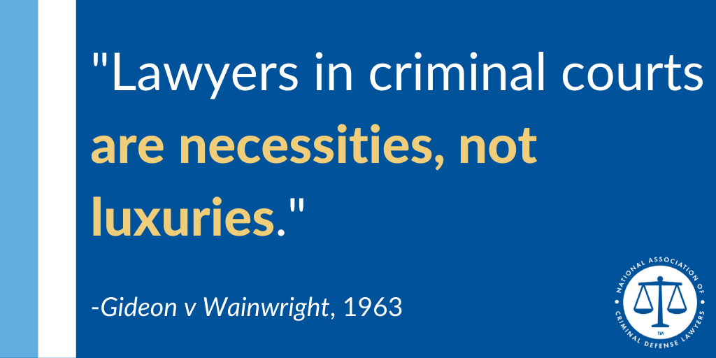 NACDL's tweet image. It’s #PublicDefenseDay and @NACDL is celebrating the anniversary of #GideonvWainwright by highlighting the vital importance of Public Defense, the challenges Public Defense Attys face everyday, and important NACDL initiatives to support Public Defense Attys.