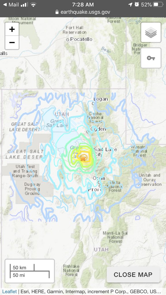 Here’s the shaking intensity map for this earthquake. As you can see, the stronger shaking is felt around the magna area and less intense shaking radiates outward.
#Utquake