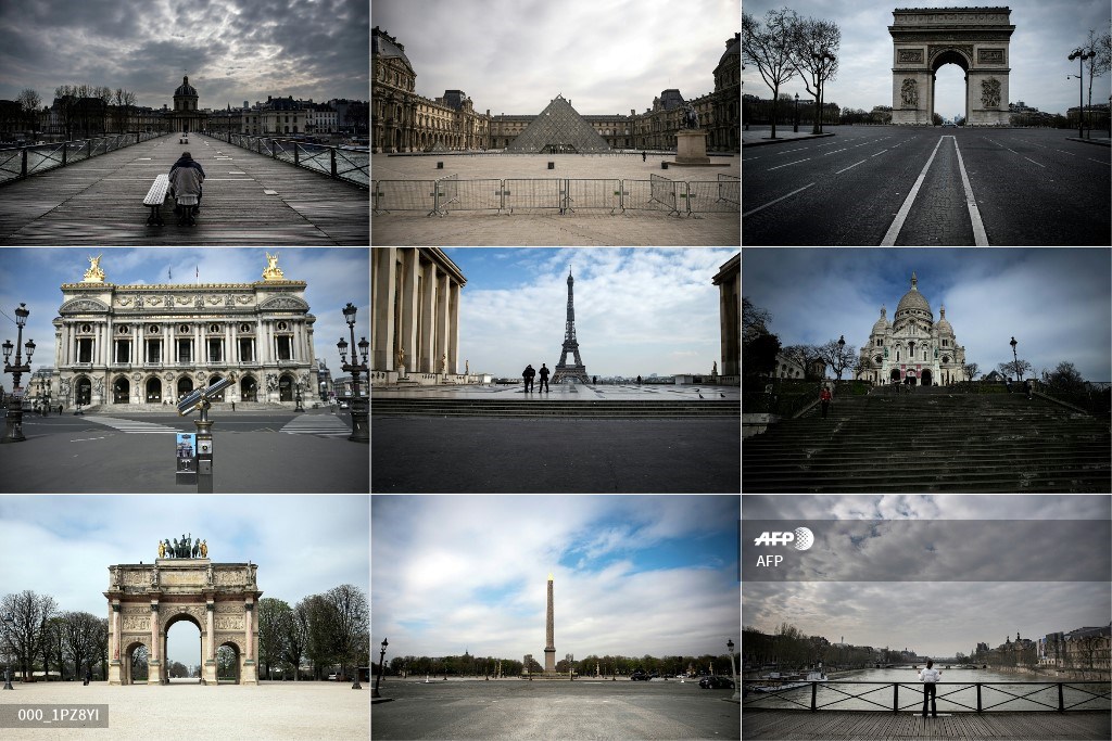 #France Deserted Paris landmarks after a strict lockdown came into effect to stop the spreading of the #COVID19 in the country