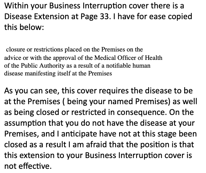 Little Viet Kitchen (@the_lvk) on Twitter photo <a href="/rsagroup/">RSA Insurance Group</a> have just informed us that our business interruption insurance cover will not be honoured because the coronavirus is not literally in my premises?!
Are they seriously telling us that the only option we have to save our business is to actually go and contract the virus? <a href="/rsagroup/">RSA Insurance Group</a> have just informed us that our business interruption insurance cover will not be honoured because the coronavirus is not literally in my premises?!
Are they seriously telling us that the only option we have to save our business is to actually go and contract the virus?