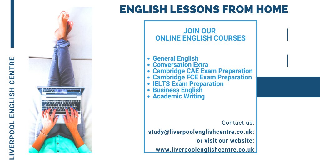 LEC_Liverpool's tweet photo. #Online English lessons, perfect solution for distance learning, at an affordable price.
A perfect way to improve your English quickly and efficiently from your home during your #COVID19 self-isolation period.
Stay safe !
 study@liverpoolenglishcentre.co.uk
#onlinelearning https://t.co/NABivpWNHx