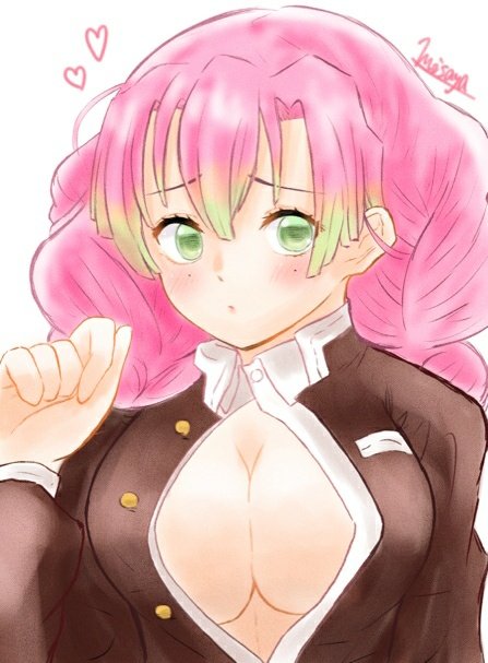 ミサヤ🌸さんがTwitterに投稿した甘露寺蜜璃(鬼滅の刃)のイラスト。