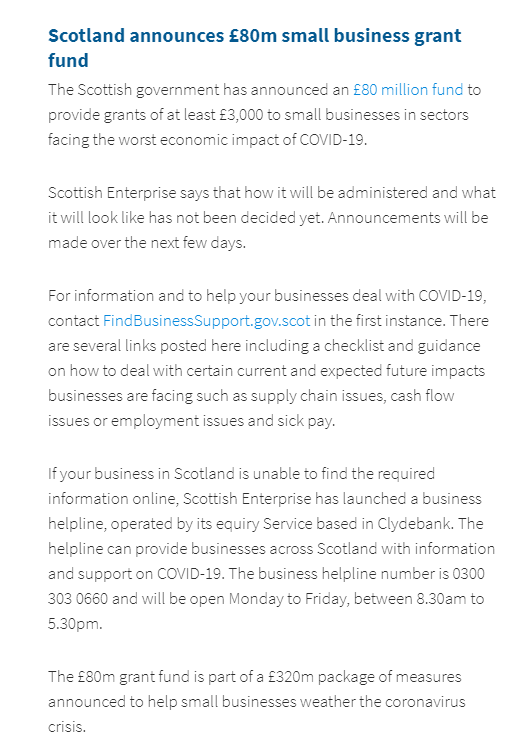 Reiver3D's tweet photo. @DavidMundellDCT @scotgov Hi David. English businesses receiving Small Business Rates Relief are now entitled to a £10k grant. Response from Scotgov is woeful.  The Chancellor must keep the extra cash and pay us direct from UK before SNP divert to pet projects. https://t.co/rC276Obhe7