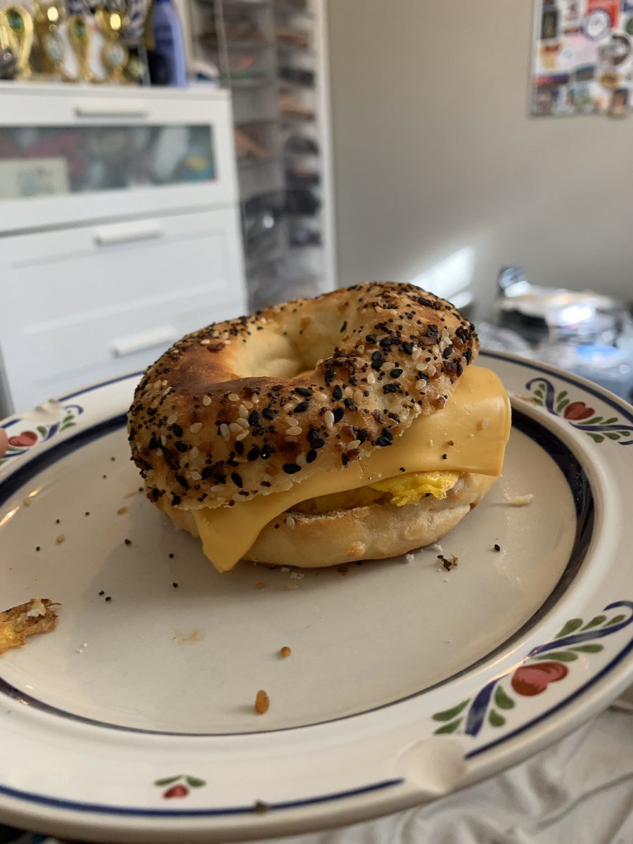 Chorizo egg and cheese sandwich on a homemade bagel