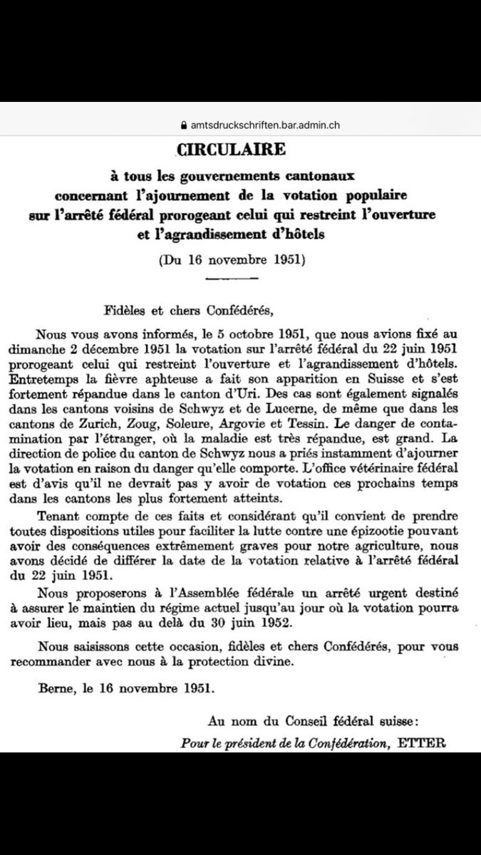 murielballaman's tweet photo. La votation aura finalement lieu en mars 1952 à cause de la fièvre aphteuse. Merci à John Clerc de cette découverte et pour sa curiosité exemplaire. @RTSinfo #17mai #pasdevote https://t.co/2CvfFXqdTW