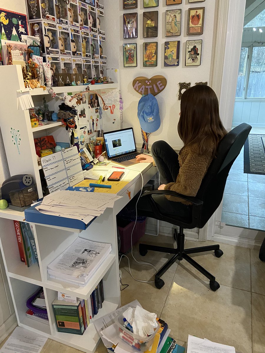 MrsMayerClay's tweet image. Setting up our virtual learning spaces all over the house this morning! #ccsgoesvirtual @ClayTrojans @MrsASlade