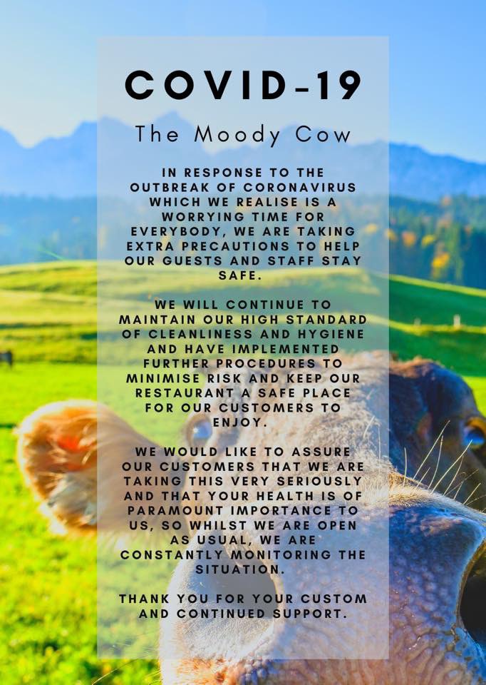 moodycowgrill's tweet photo. Until further instruction, we remain OPEN. โค๏ธ๐ฎ
Please contact the restaurant on 0113291444 if you would like to cancel or rearrange a booking ๐ฎ #Leeds #Bradford #apperleybridge #supportlocal #independent #ilovels #lovinleeds https://t.co/jTR9rlOFn2