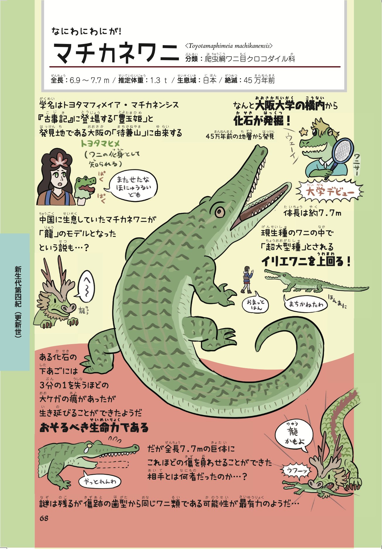 Twitter 上的 ぬまがさワタリ ゆかいないきもの超図鑑 ３ ８発売 ワニ の何かを待ちかねている人が多いらしいので マチカネワニの図解をアップしておくか 絶滅どうぶつ図鑑 より T Co Qccwydi9ai Twitter