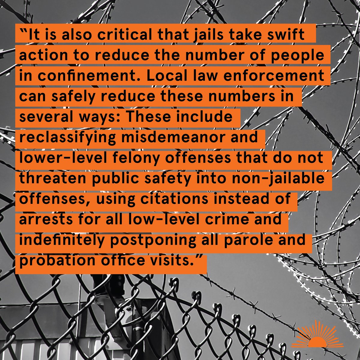 It is also critical that jails take swift action to reduce the number of people in confinement. Local law enforcement can safely reduce these numbers in several ways. nytimes.com/2020/03/16/opi…