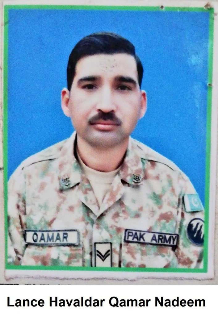 Lieutenant Agha Muqaddas Ali Khan, Hawaldar Qamar Nadeem, Sepoy Muhammad Qasim, Sepoy Tauseef , lost life in an encounter with the militants in  #DattaKhel , North  #Waziristan.