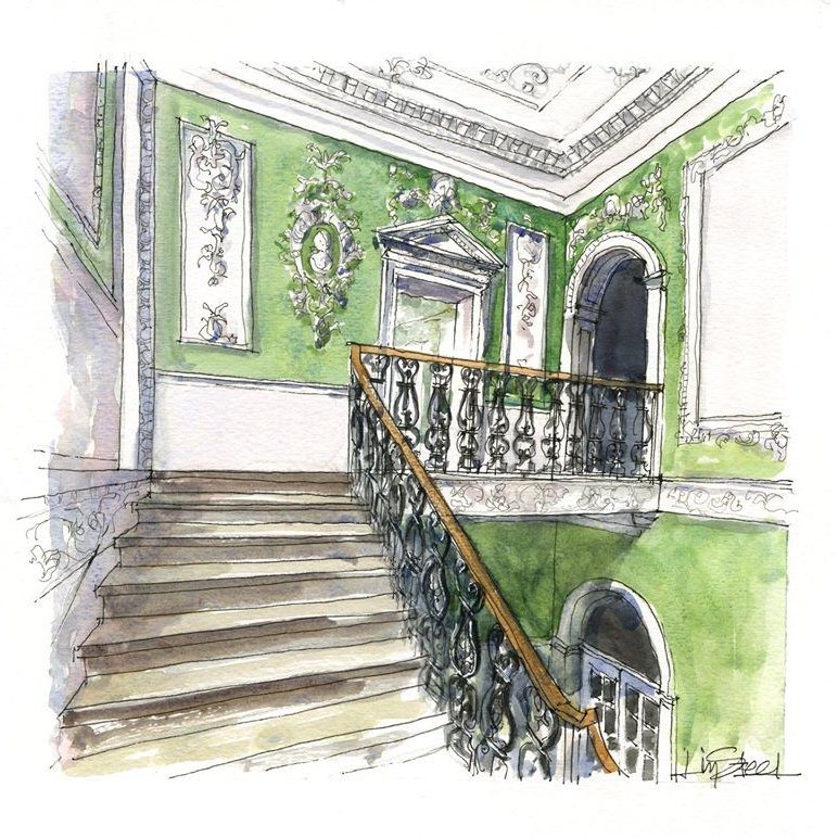 HoStBarnabas's tweet photo. .@LizSteelArt has beautifully captured our grand staircase and examples of 18th century rococo plaster work in this painting.
#HoSB #Art #TheHouseofStBarnabas https://t.co/EAv1MQT3Pm