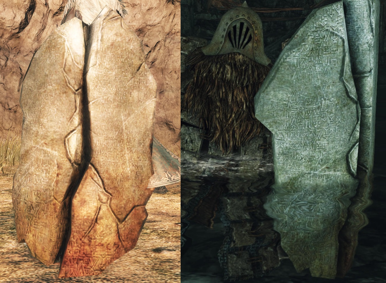 ロド人 ゲルムの大盾 正確には盾ではなくゲルムの民によって盾 に転用された何かの石碑らしい それを示すように表面には文字のようなものが刻まれている なぜか完璧な炎耐性を持ち 素で属性を100 カットできる盾はシリーズでも類を見ない T Co