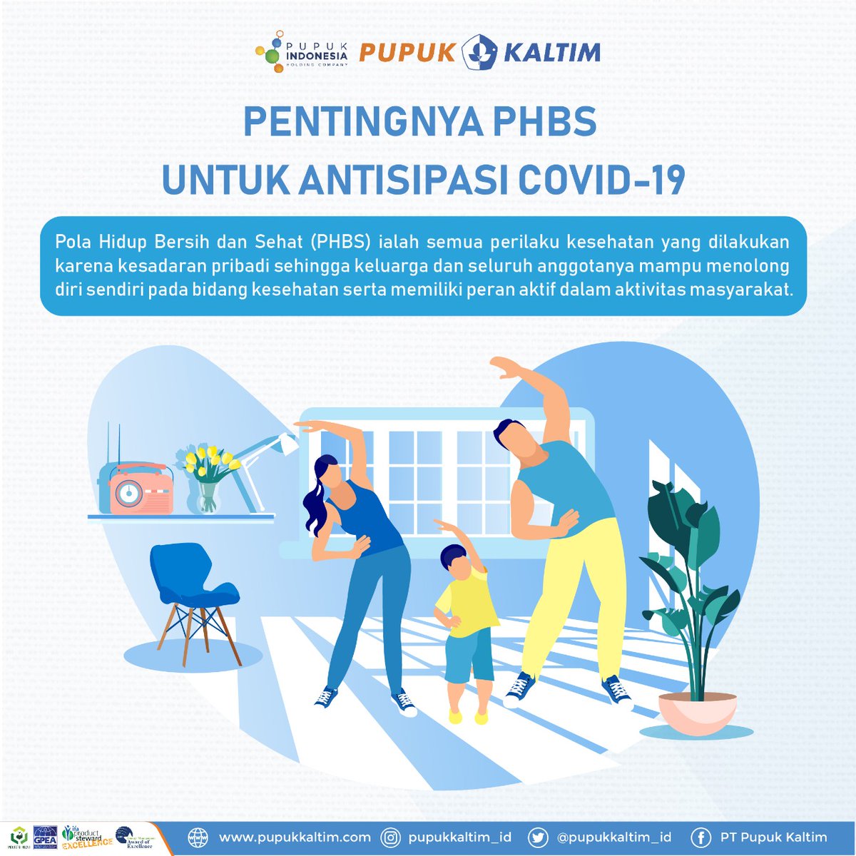 Aloha sob, demi menjaga kualitas hidup tetap seimbang selama social distancing seperti yang dianjurkan oleh pemerintah, #SobatPKT harus konsisten menjalani Pola Hidup Bersih dan Sehat (PHBS). 

#PupukKaltim
#PupukIndonesiaGroup
#BUMNHadirUntukNegeri
#TahudariPKT