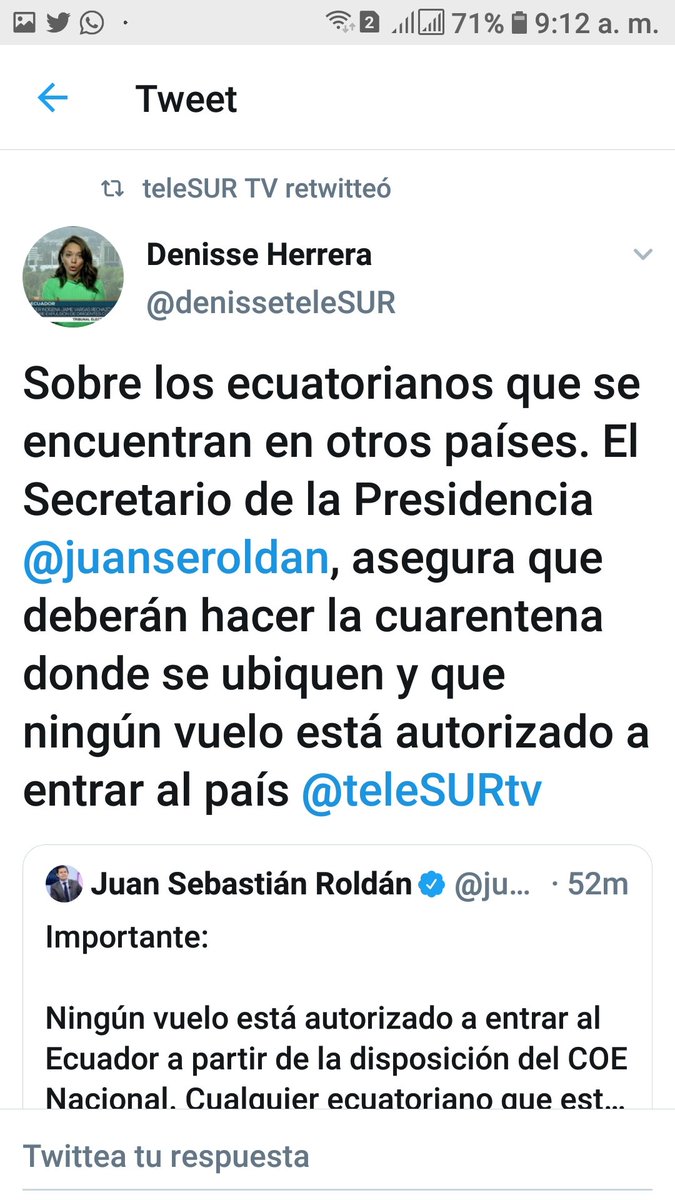 SINTRAUNICOLUSB's tweet photo. @Doctor_Adax Aquí si se toma la realidad  aunque usted esta de acuerdo  que el aeropuerto siga abierto ecuador ya no deja entrar a sus connacionales les dice que se queden donde estén y que ahí hagan su cuarentena es lo mejor https://t.co/Q3gFBO6SeP