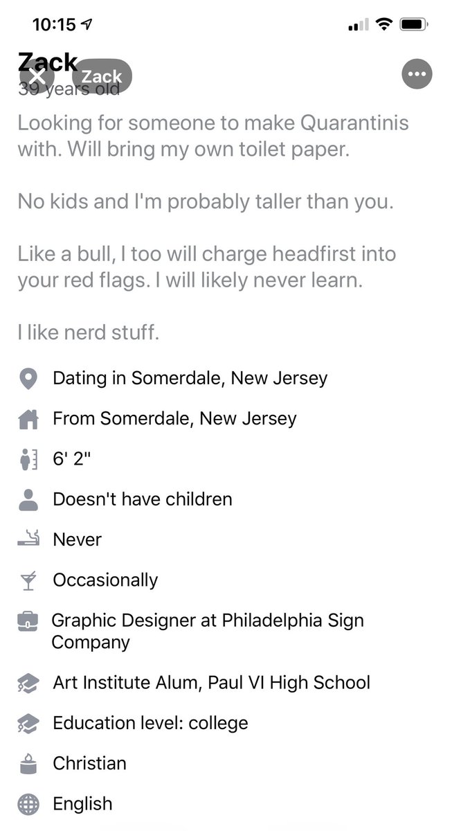 This dating profile on Facebook has me CTFU!