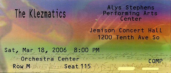 On this day in 2006, I saw  @TheKlezmatics at  @ASCbham. Great klezmer band from New York.