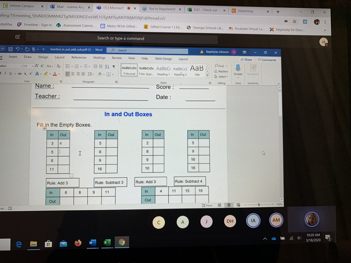 MemorialMS's tweet photo. Ms. Johnson provides direct instruction and facilitates math discussion via TEAMS. @RockdaleSchools @RCPS_AsstSupt #MMSonlinelearning https://t.co/v1noiFniZ3