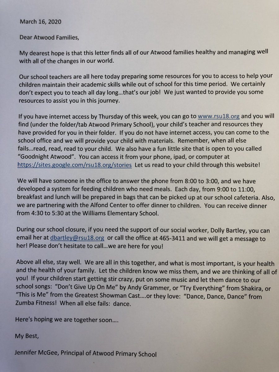 principaljenny's tweet photo. To our school family: https://t.co/zDe84qwigS