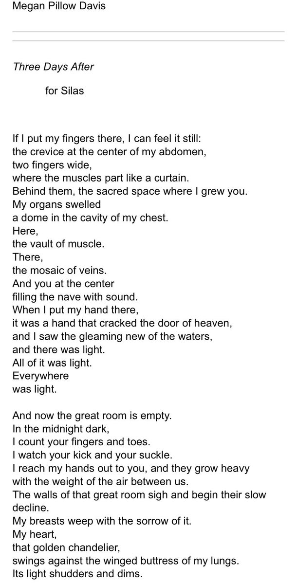 Here’s  @MegPillow’s  #InternationalPoetryCircle poem “Three Days After”:  http://www.stilljournal.net/megan-pillow-davis-mothering.php