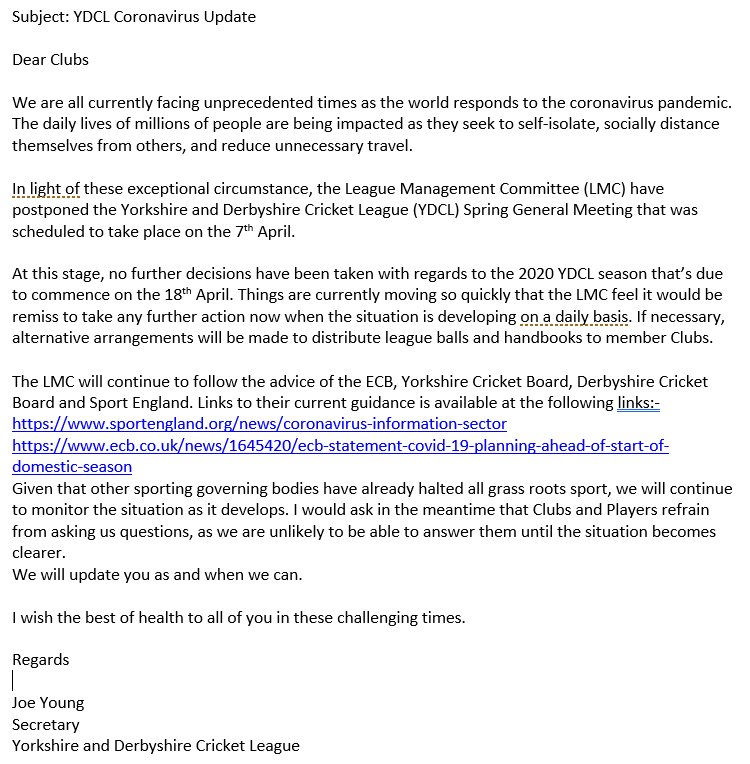 The Yorkshire & Derbyshire Cricket League (@ydclcricket) on Twitter photo 