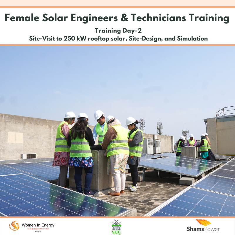 PkWomenInEnergy's tweet photo. Continuing with providing skills-based training, the second "Female Solar Engineers & Technicians Training" Day-2 had site visit for hands-on experience for engineers/students. #ShamsPower & @PkWomenInEnergy hosted the training conceptualized by @RehanaAzizGB.
#womENERGY2020 https://t.co/1yDKsWevfn