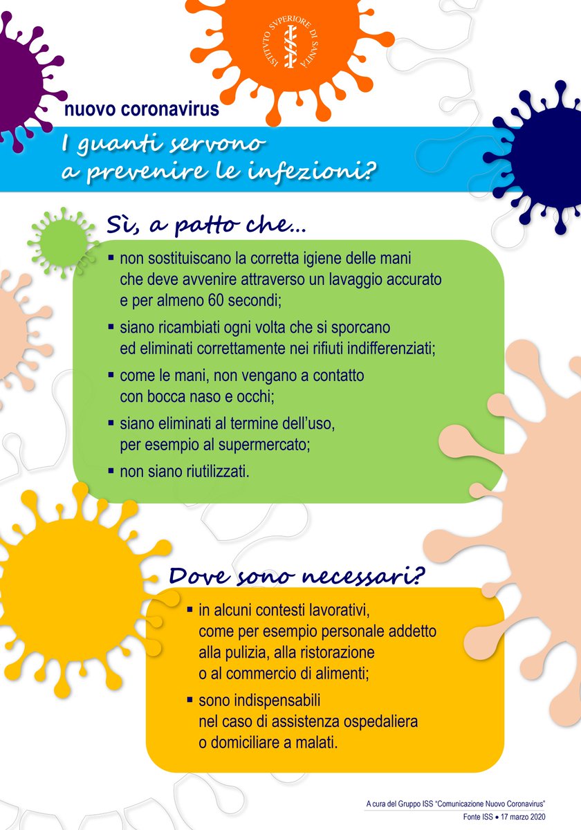 istsupsan's tweet image. I #guanti possono servire per prevenire le #infezioni ma non sostituiscono il lavaggio delle mani che deve avvenire per almeno 60 secondi. I guanti devono essere utilizzati correttamente e poi eliminati subito dopo l'utilizzo nei rifiuti indifferenziati