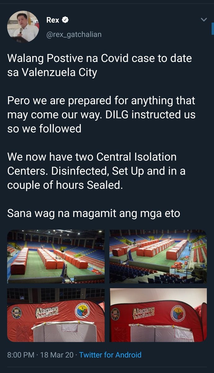 Prepared isolation centers even before there was an actual need for it. (Lord wag na po sana.)"We" not "I"