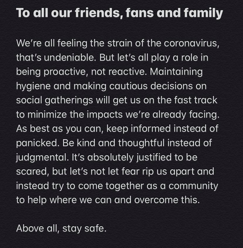 WeAreAGD's tweet photo. Much love to the music community as a whole, which is no doubt feeling the pain of these necessary cancellations. ✌🏼 #syracusemetal #COVID19 #staysafe https://t.co/w2nnBoblPf