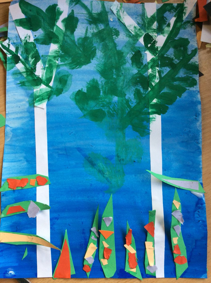 MaundeneSchool's tweet image. Owls, in year 4 have studied the artist John Dyer and his art work. Here is some of our ‘Rainforests’.#creativeness #JohnDyer