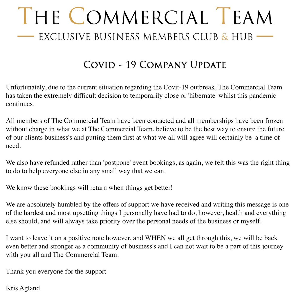 😢

Gutted to write this but health has to come first and also doing what we can to help our clients and friends 

#wewillbeback #familybusiness