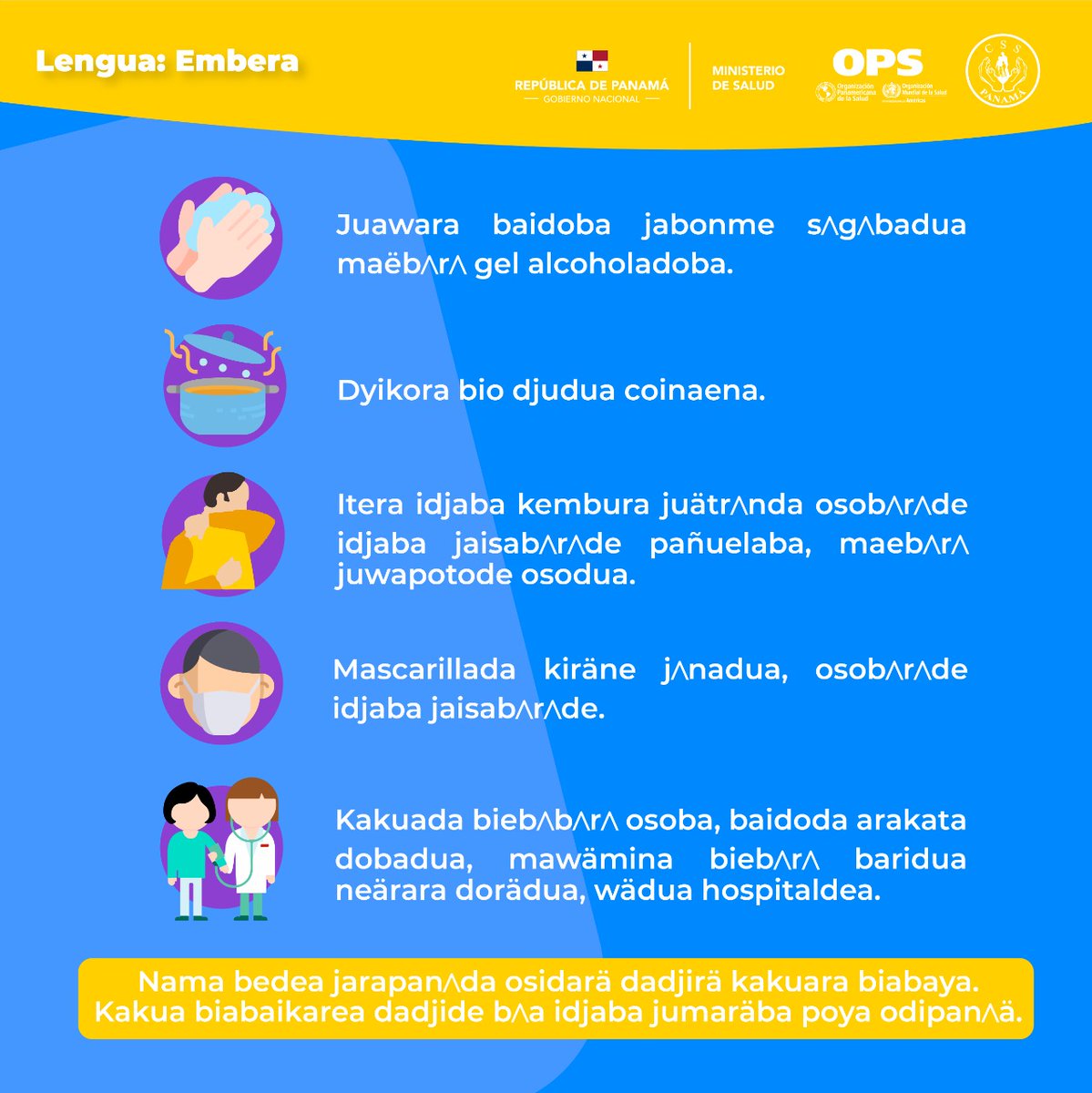 O Xrhsths Ministerio De Gobierno De Panama Sto Twitter Embera Kakua Bia Baikarea Idyaba Ne Odidapan Corona Viruba Jidaramarea Medidas De Higiene Y Prevencion Ante El Covid19 Aporte Avalado Por El Viceministerio