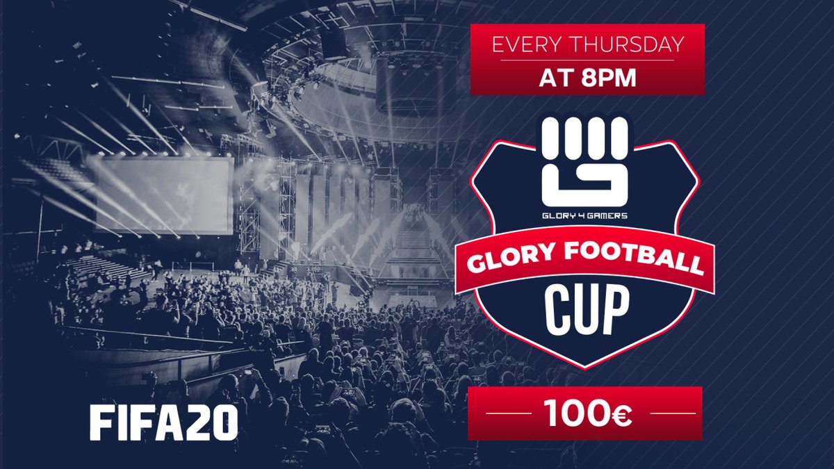 The #GloryFootballCup on #FIFA20 is tomorrow! 

💰  100€ Cashprize
⌚️  8pm
The winner of the last competition is <a href="/deshe74/">Lucas</a> 

Do you think you can beat him? 👀 

Register here ▶️ bit.ly/GloryFcup4
