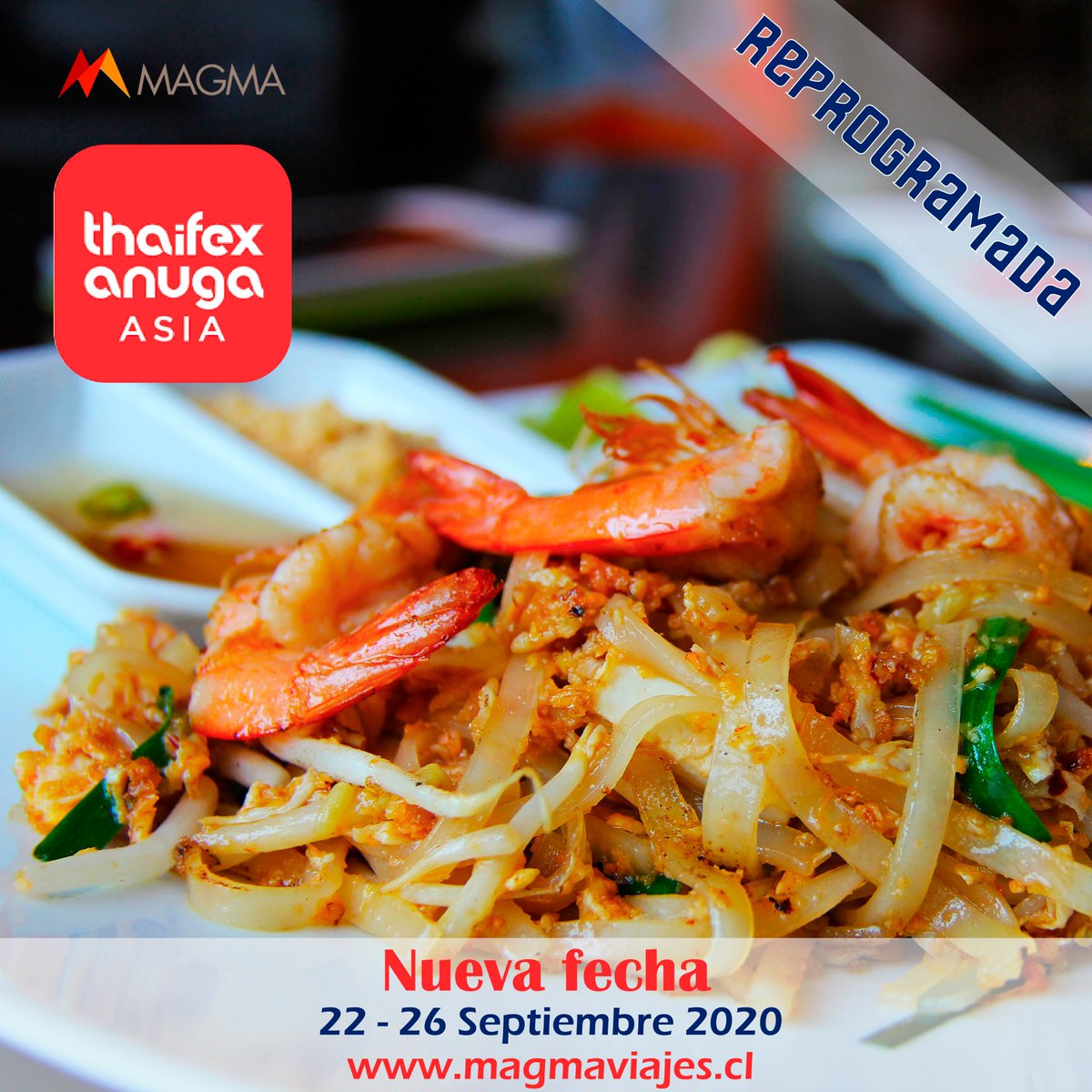 Debido a la situación mundial por el #covid19 se decidió aplazar la #thaifexanuga #Tailandia 🇹🇭 para el 22 al 26 de septiembre de este año.

Mayor información al sebastian.s@magmaproducciones.cl +56982996911 (wtp)

#cocineroschilenos #chilenosviajeros #emprendedoreschilenos