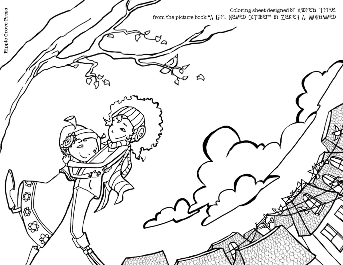 RGrovePress's tweet image. Just for fun... Print and color.
Coloring sheet by @AndreaTripke from &quot;A Girl Named October&quot; by @Thescribner. If you send it back into us colored in, we&apos;ll post! Enjoy! @IPGbooknews