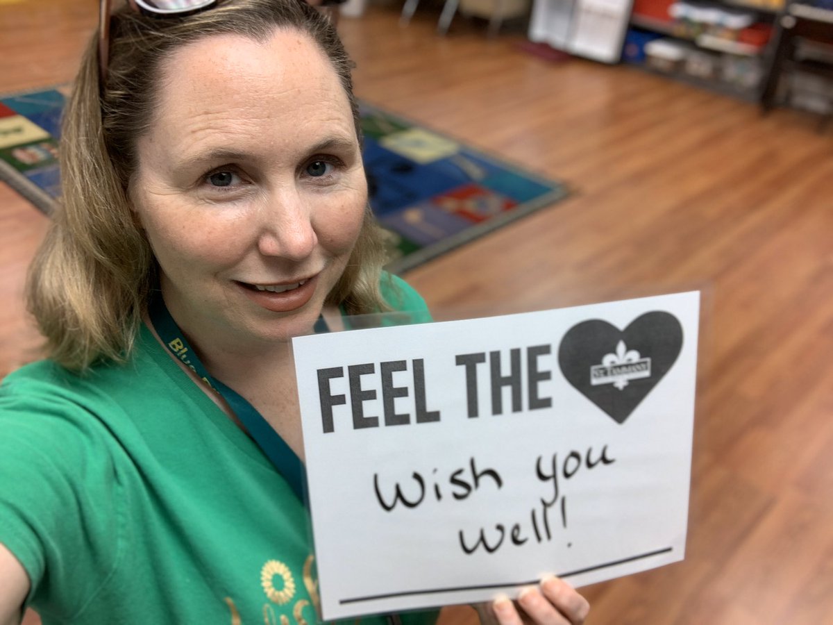 KellyStomps's tweet photo. I’m up at school to shut down my classroom and I couldn’t resist snapping a selfie with the communications department’s sign. Thanks #STPPS for sharing your heart! I wish everyone well. https://t.co/frIZJX9fdc