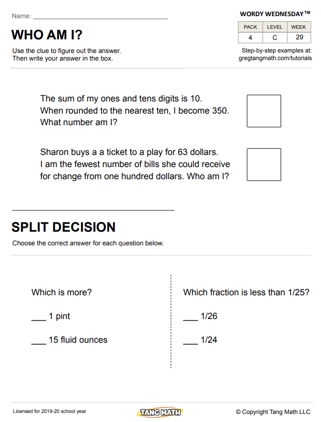 My son Greg Jr, stepson TJ &amp; wife Tammy create weekly puzzle packs for kids. They have added this week's puzzles to my free resource page at: gregtangmath.com/challenges. I will be starting daily online lessons Monday, just have to figure out technology part. Thanks Greg, TJ &amp; Tammy!