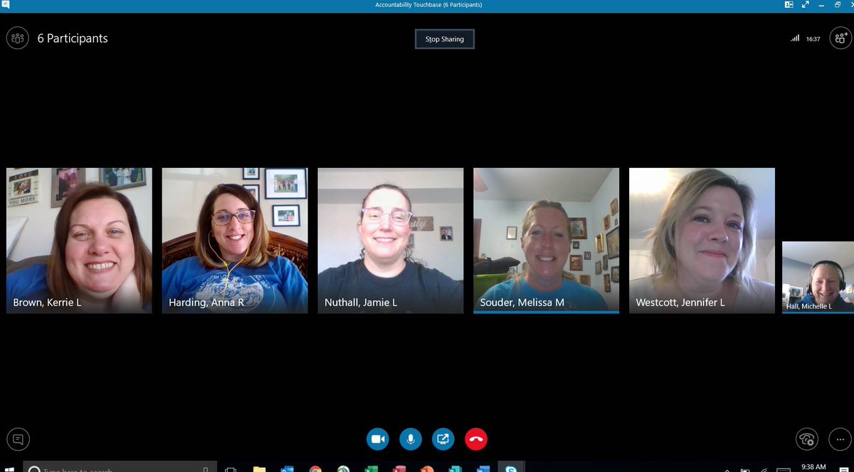AACPS_Data's tweet photo. Accountability meets every morning on Skype to touchbase and plan for the day. We may not look like our professional picture, but that's okay, the work goes on! How are your routines the same or different? https://t.co/d7Fu9WgUqB