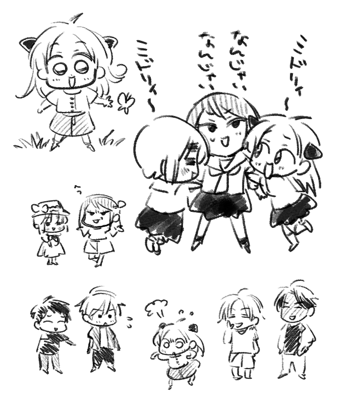 落書き 主人公なのでまとめを中心に描きがちですが、3人娘の関係的にはミドリがリーダーで真ん中です 