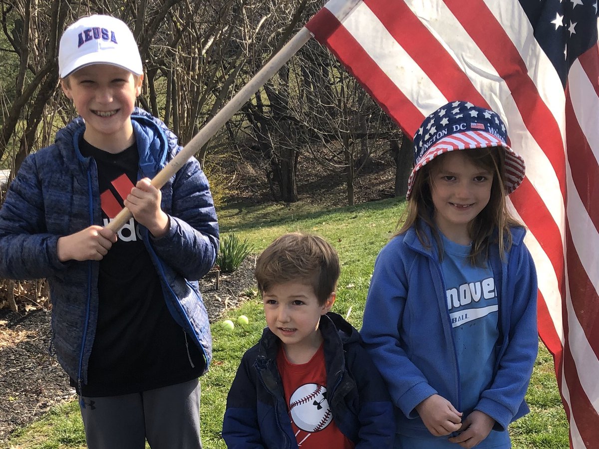 #vikingsma Ross kids / virtual school spirit day / red white and blue