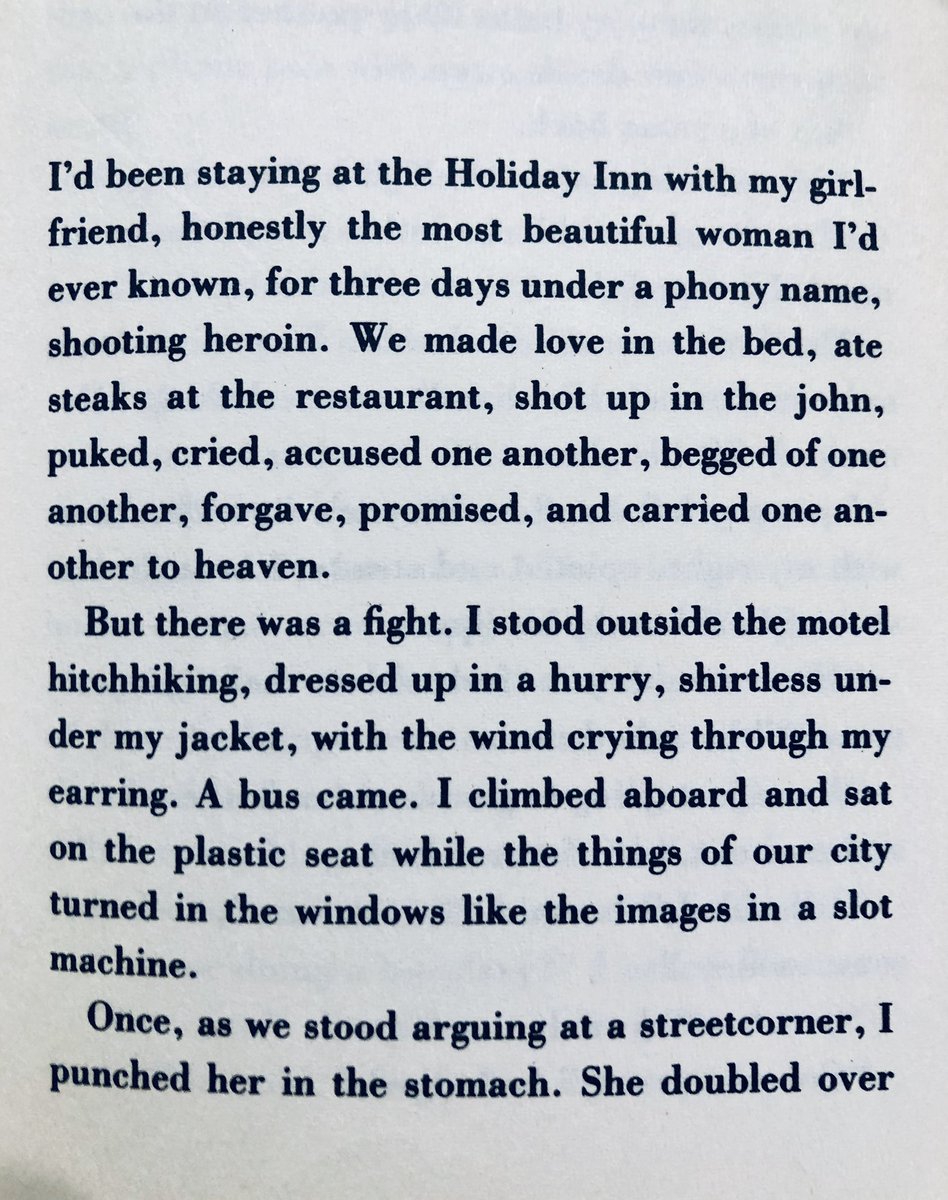 3/18/2020: "Work" by Denis Johnson, from his 1992 collection JESUS' SON, published by  @fsgbooks. Originally appeared at  @NewYorker:  https://www.newyorker.com/magazine/1988/11/14/work-4