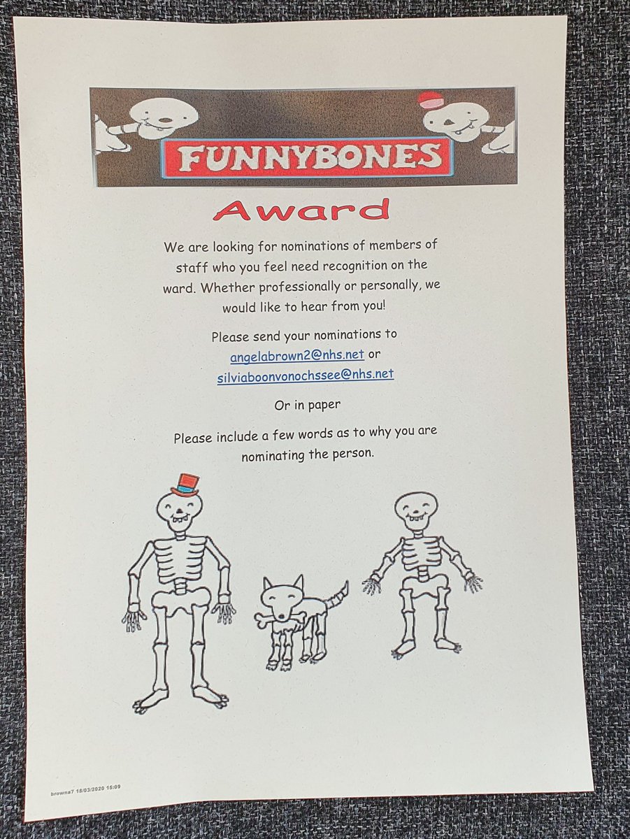 SOchssee's tweet photo. And now for some good news! 
Trauma Orthopaedics ward 212/213 Award season has started! @NHSGrampian @theRCN @Fiona88068222 @alimckp https://t.co/4pH9otnEQW