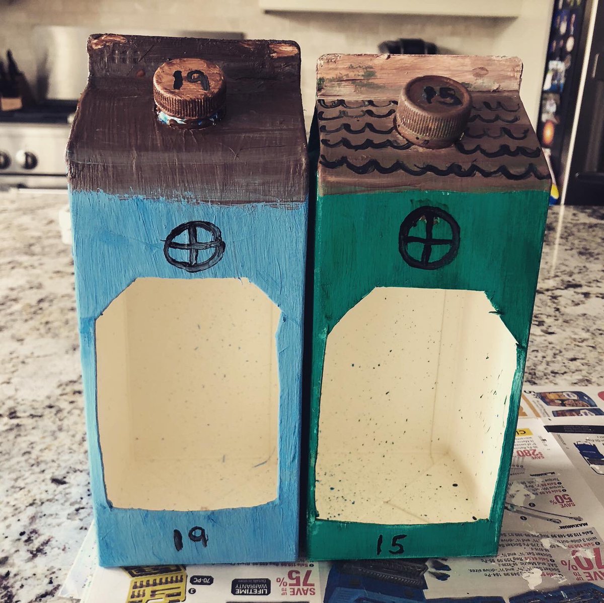 sarahmcintosh78's tweet image. Bird feeder project to welcome feathered friends to our yard, using recyclable materials.  This kept the girls occupied for 2 days! #isolationwithkids #SocialDistancing #springproject