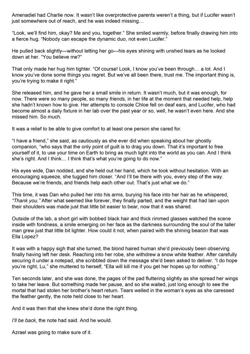 NotOneLineFF's tweet photo. For @Kimberlyjws, who requested "Dan and Ella figuring out how to be friends again, while Lucifer is gone."
Don't forget to submit your #LuciferFanfiction prompts if you need a bit of cheering up during the #LuciferLockdown! https://t.co/EzRFGjy0G0 #PromptsForSmiles https://t.co/EUezRNChEr