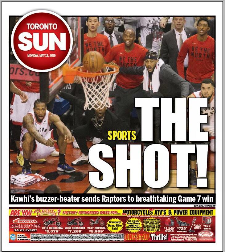 When this pic came in we all knew it was a defining moment for the <a href="/raptors/">Toronto Raptors</a> historic win and now <a href="/TheTorontoSun/">Toronto Sun</a>’s <a href="/StanBehalPhoto/">Stan Behal</a> is being recognized as a finalist for the National Newspaper Awards Congrats. #theshot #photojournalism #sportsphoto