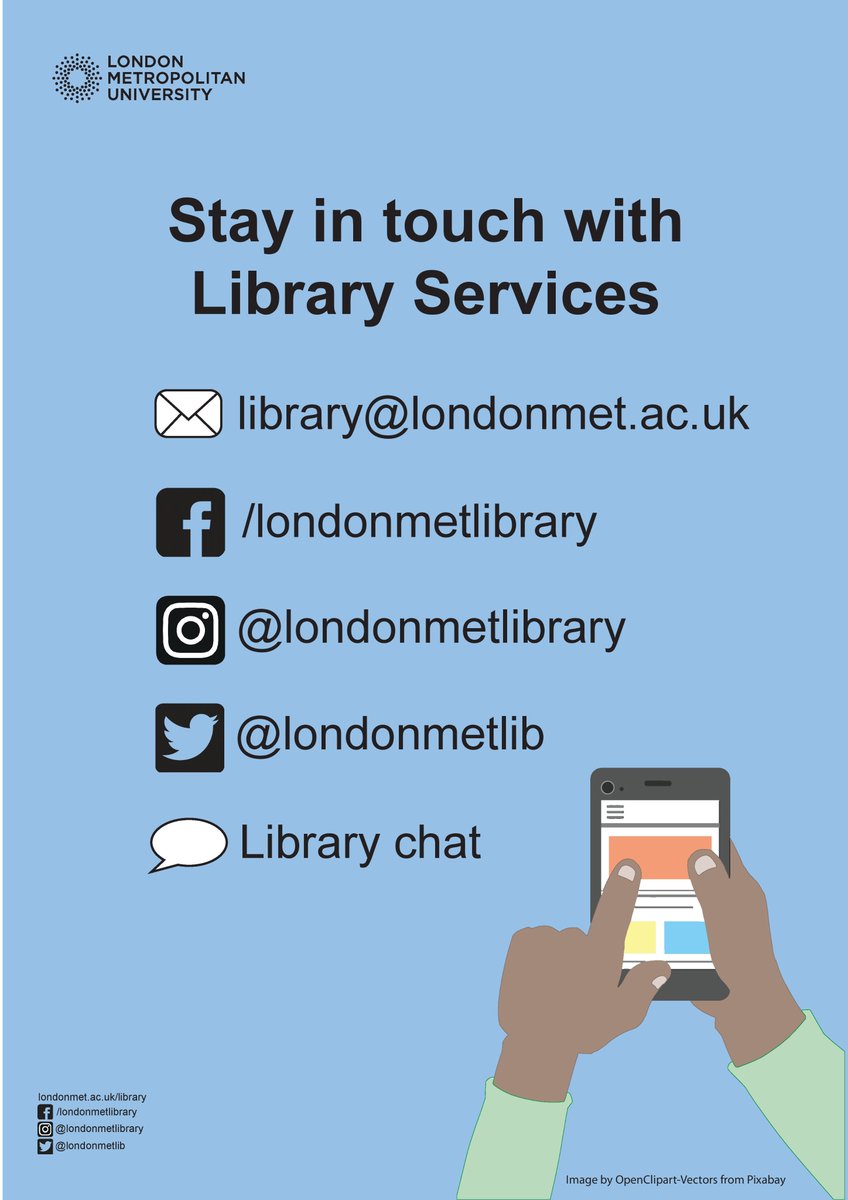 londonmetlib's tweet photo. Stay in touch! While the @LondonMetUni buildings are closing from the end of this week, Library Staff will be available to assist you remotely with your studies after Friday 20 March. Get in touch with us via email, Library Chat or social media and we will be happy to help! https://t.co/CIfLonIJmc